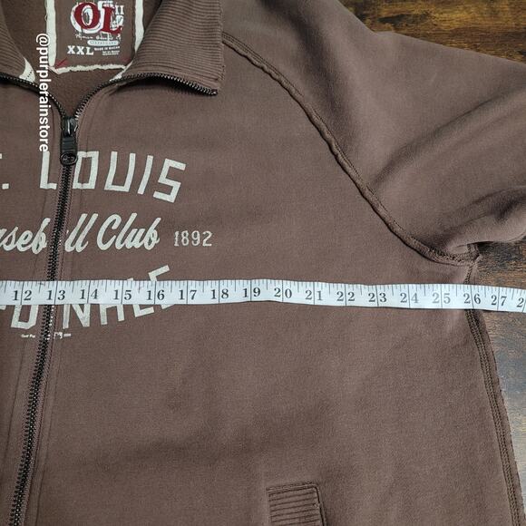 OL STL Cardinals Jersey Knit Jacket XXL Zip Up Brown Fade MLB Baseball Fan Gear - Picture 7 of 12
